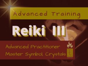 Image of hands formed in a heart cupped around a candle flame with the Emerge logo and Reiki III Class as title text.